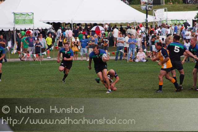 Rugby players at Irish Fest